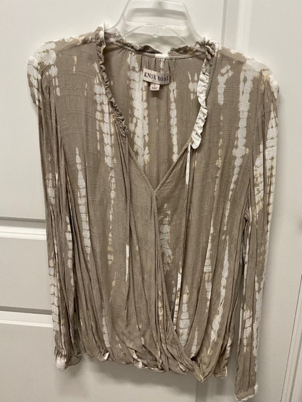 KNOX ROSE BOHO CREAM AND TAN BLOUSE SIZE LARGE